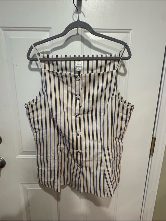Frame Denim Tops - Frame Denim Cream and Navy Vertical-Stripe Button-Front Camisole